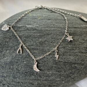 Ettika Dainty Silver Charm Bracelet NWT Star Moon Heart Darling Gift Adjustable